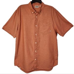 Vans Short Sleeve Button Down Shirt - Coral (Heathered Pattern) - Size Large